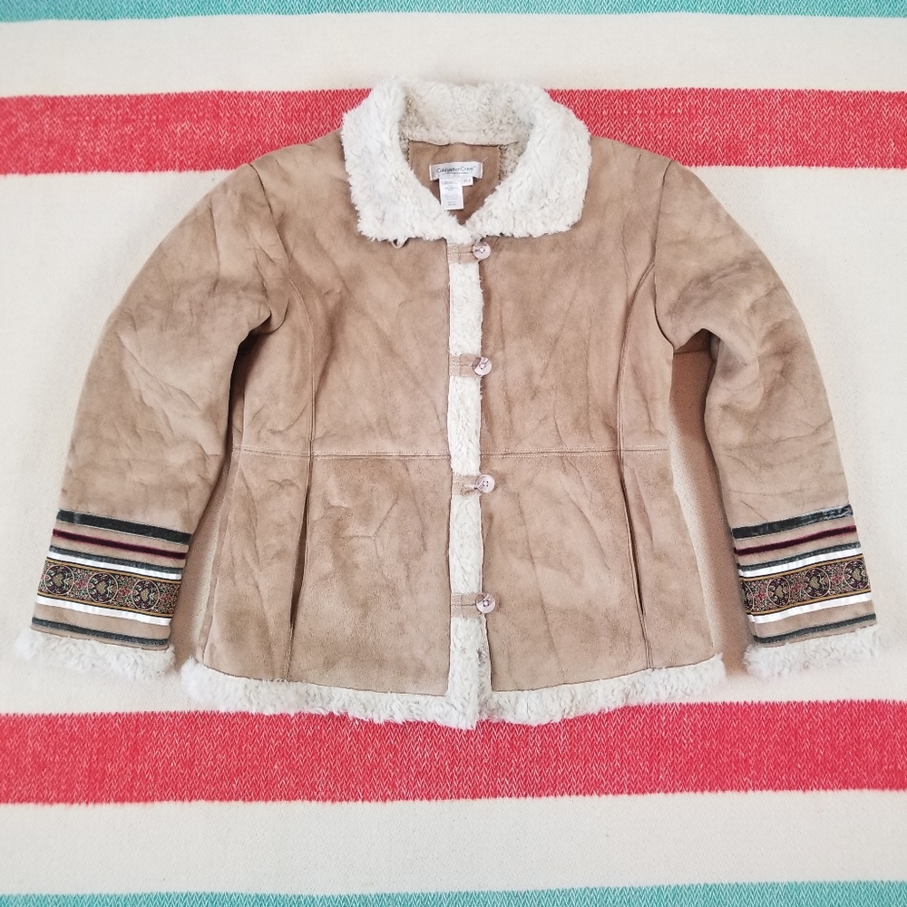 Coldwater Creek Faux Suede & Fur lined Coat